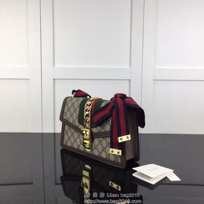 GUCCI古馳 新款 專櫃品質 原單 421882 啡Pvc配啡皮 手提 單肩 斜挎包HY1388